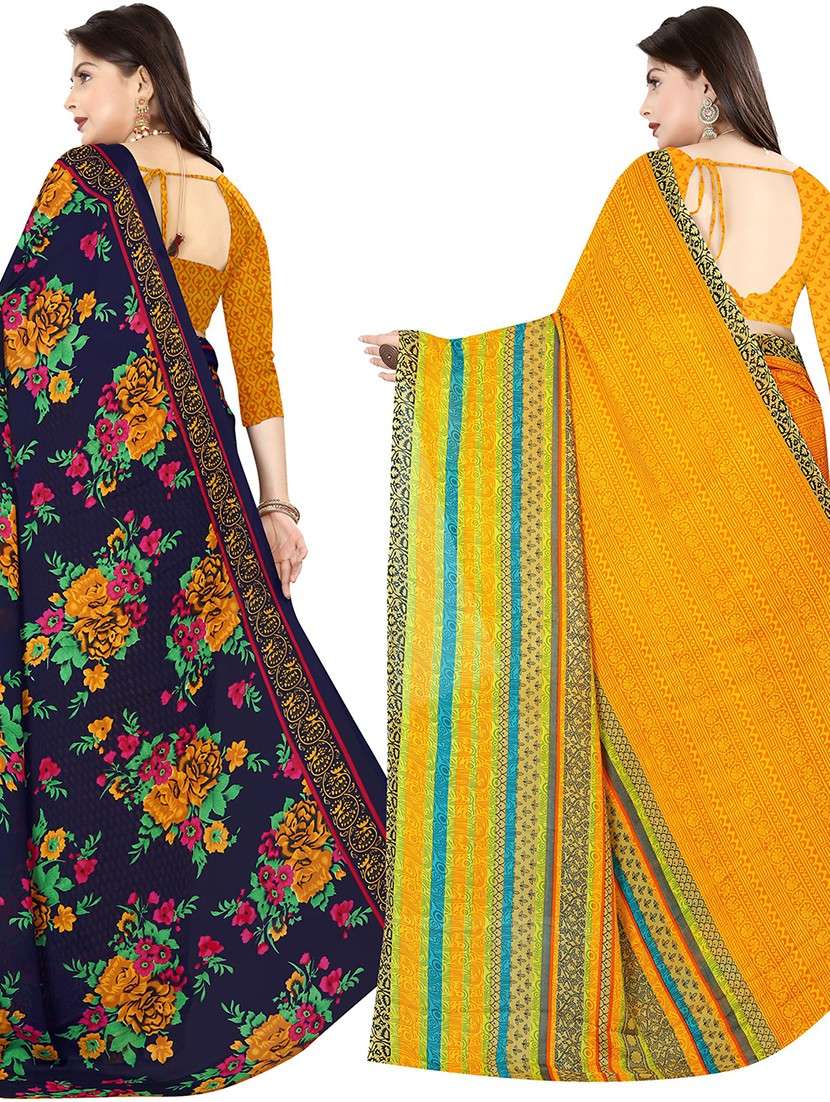 women pack of 2 casual wear combo sarees with blouse - 21477780 -  Standard Image - 1