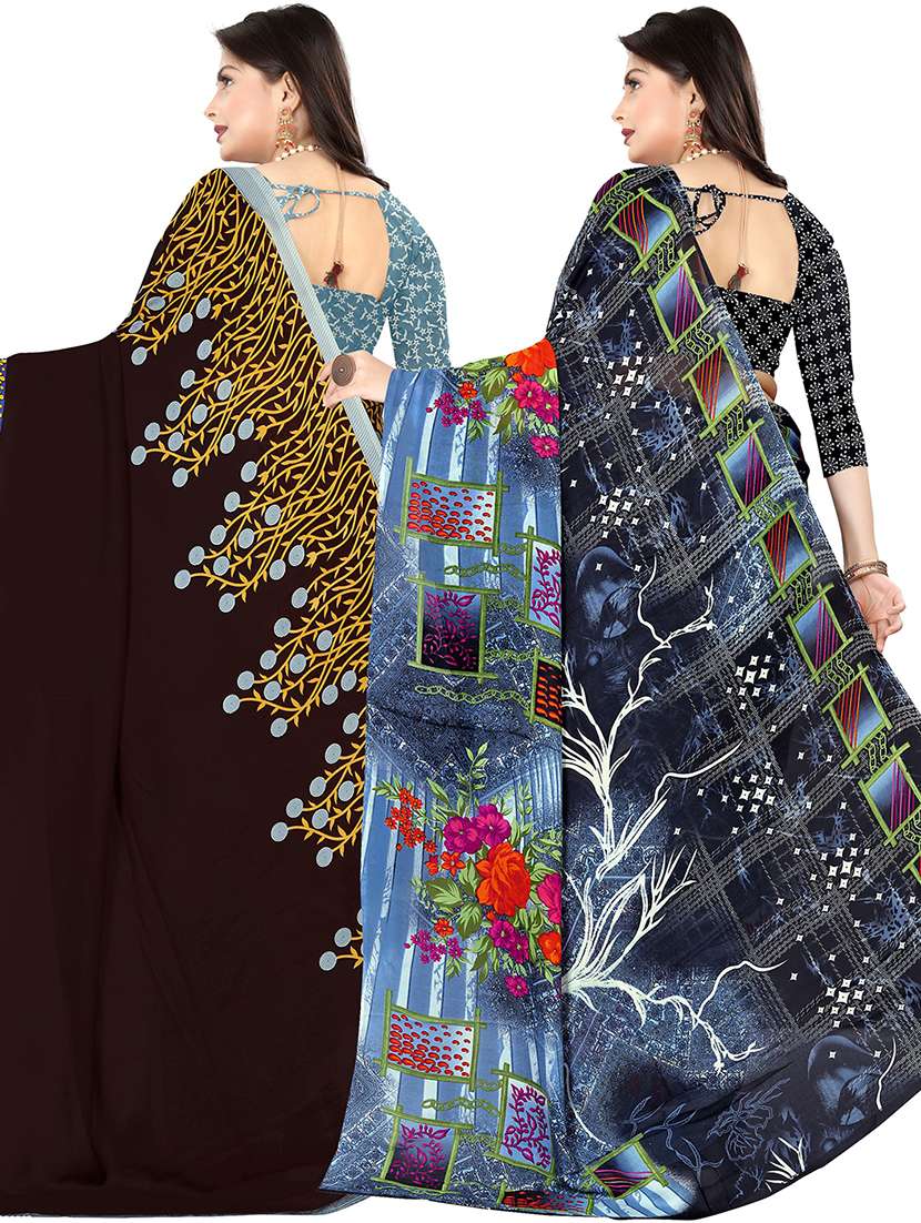 women pack of 2 casual wear combo sarees with blouse - 21477803 -  Standard Image - 1
