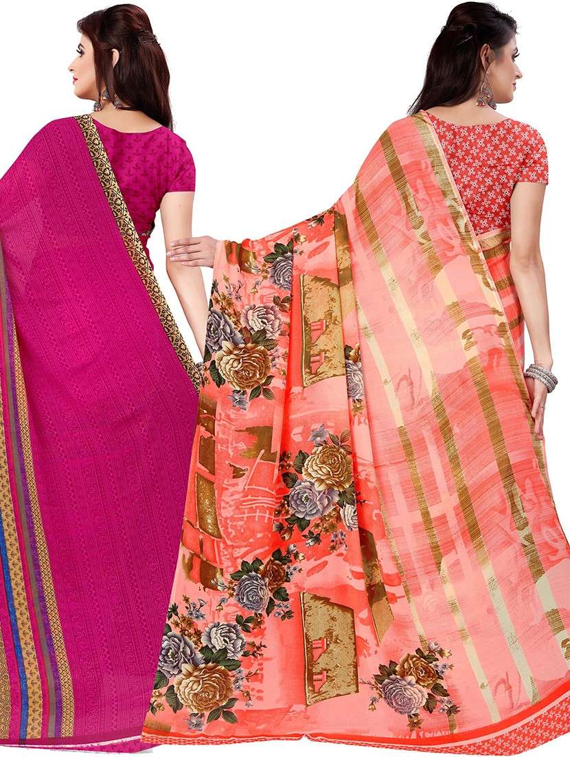 women pack of 2 casual wear sarees with blouse - 21477874 -  Standard Image - 1