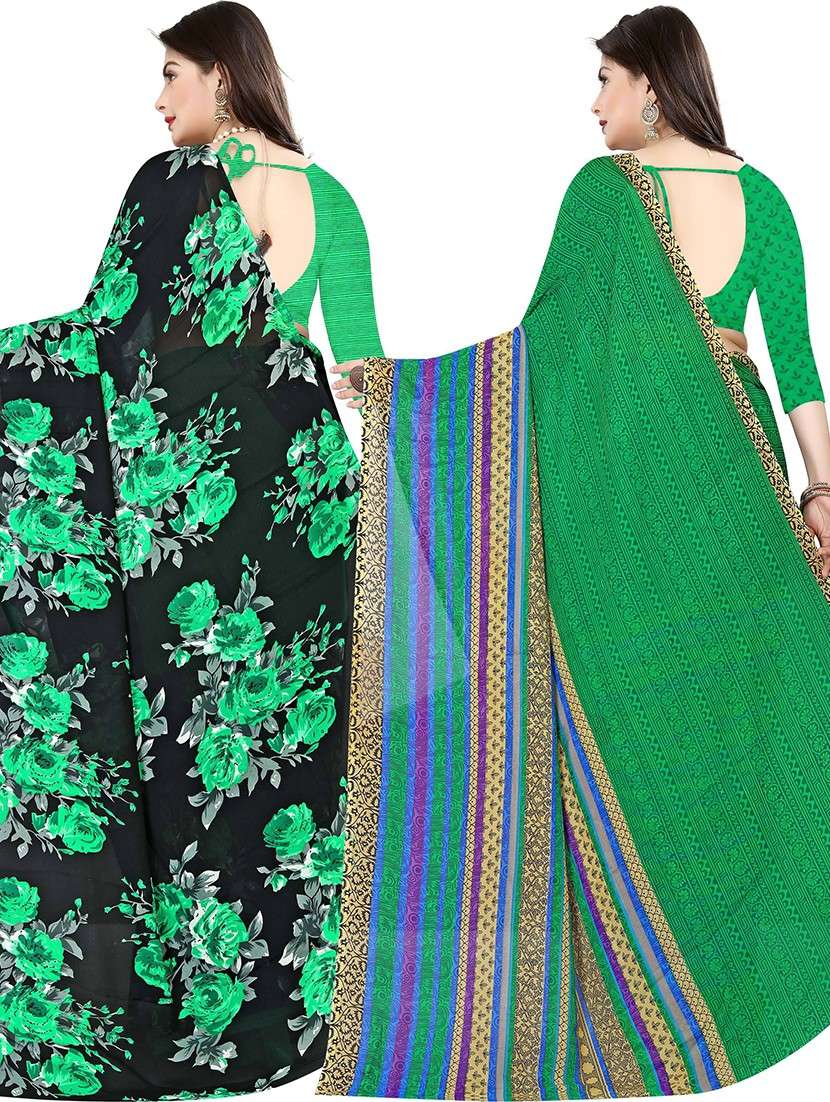 women pack of 2 casual wear sarees with blouse - 21477902 -  Standard Image - 1