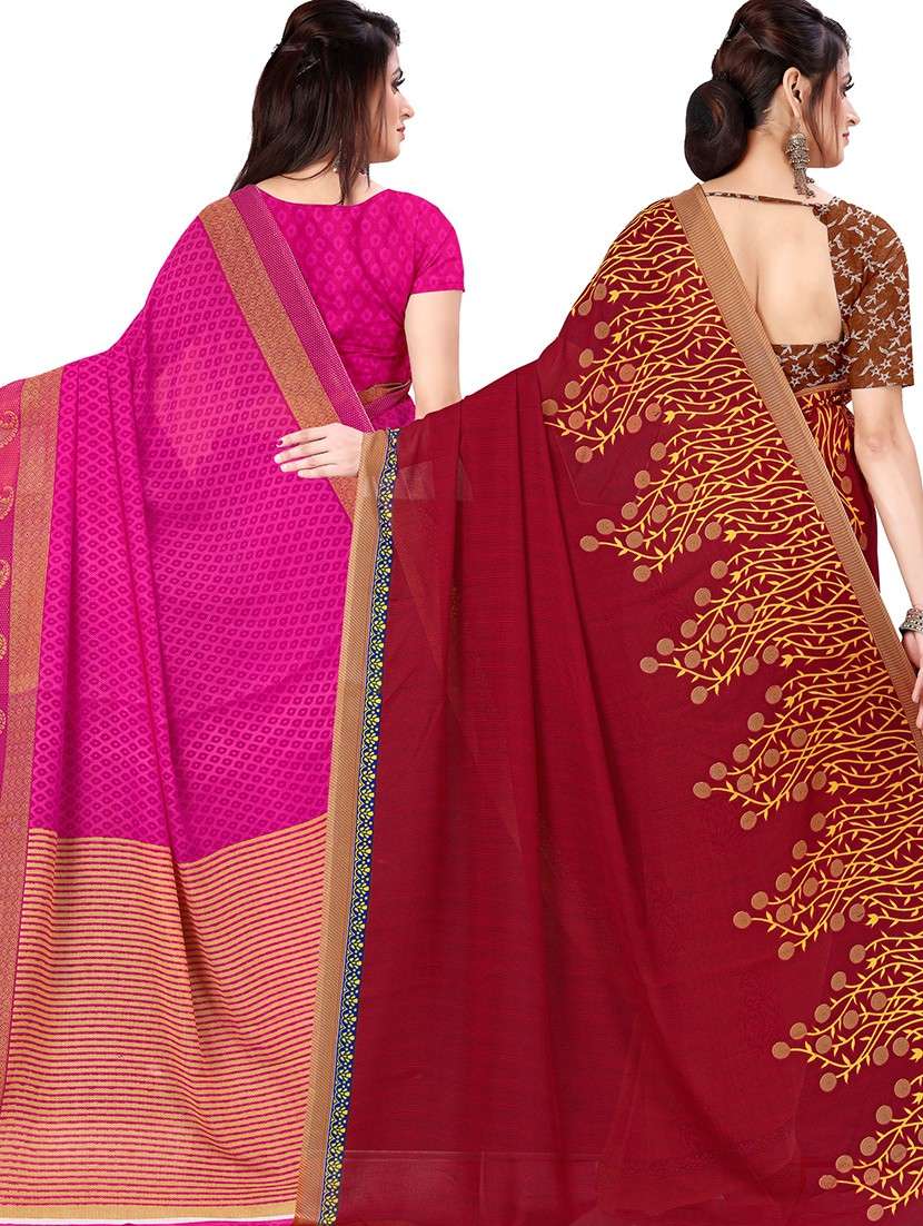 women pack of 2 casual wear combo sarees with blouse - 21477907 -  Standard Image - 1