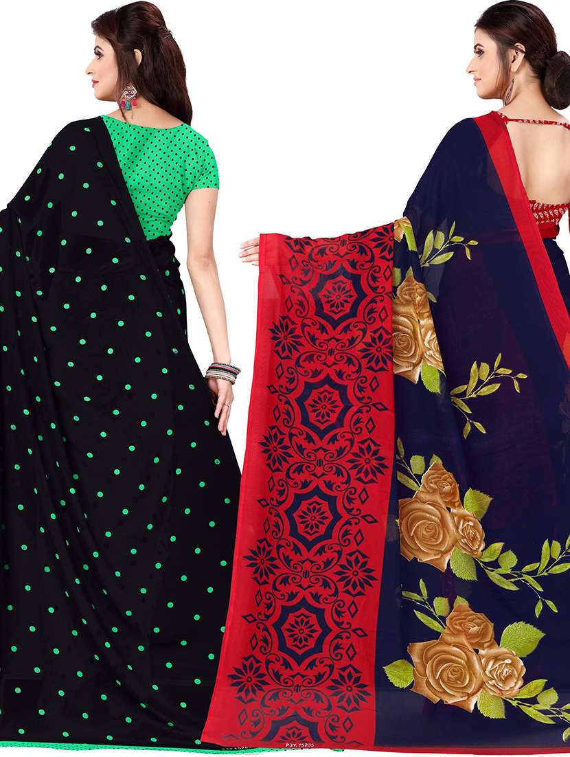 women pack of 2 casual wear combo sarees with blouse - 21477909 - Standard Image - 1
