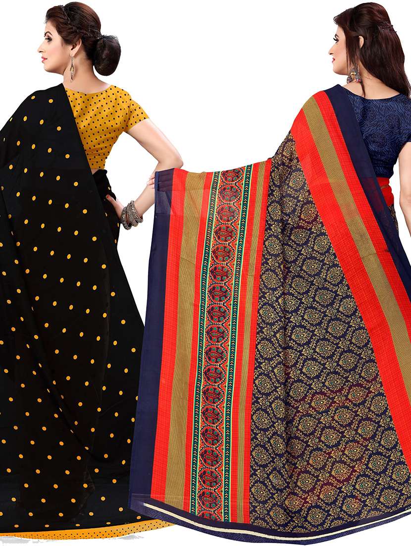 women pack of 2 casual wear combo sarees with blouse - 21477910 -  Standard Image - 1