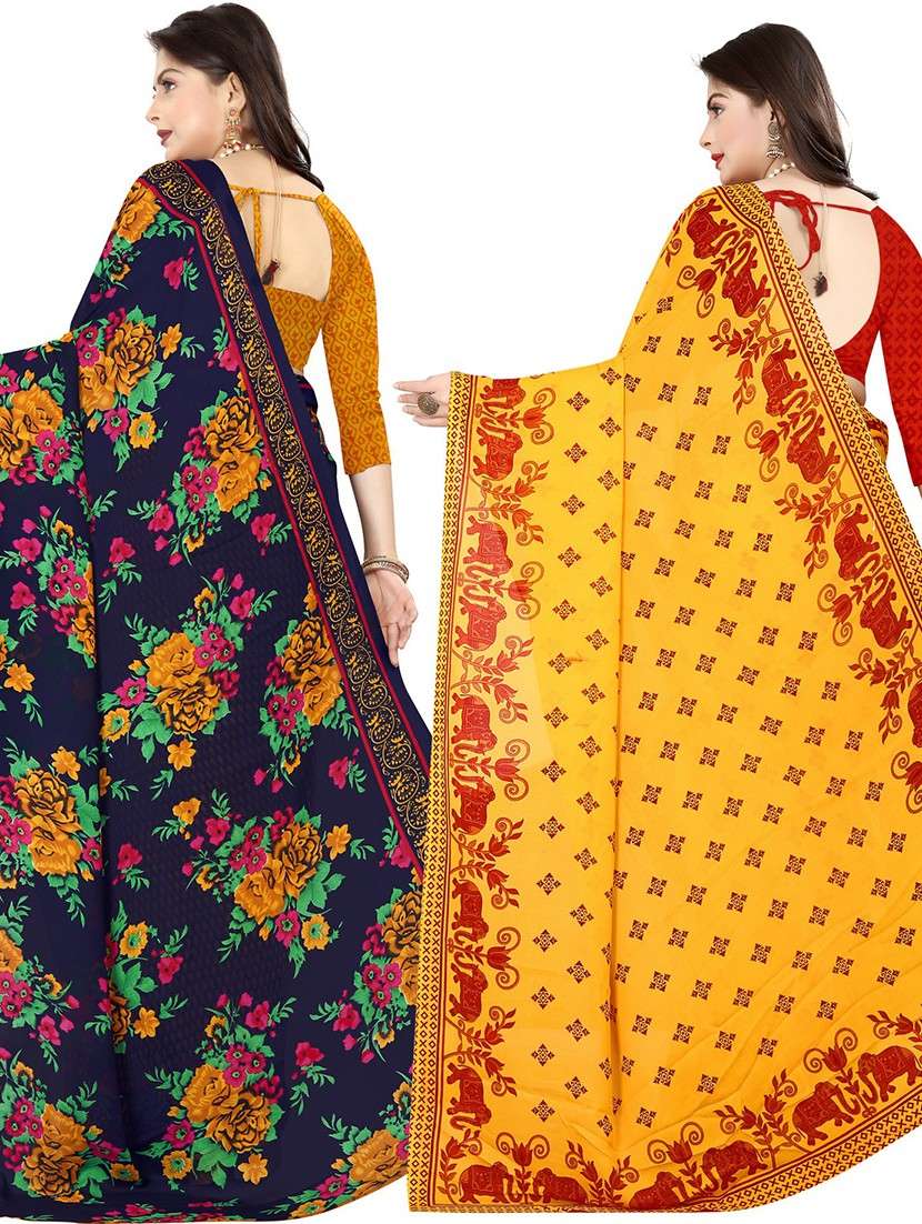 women pack of 2 casual wear combo sarees with blouse - 21477912 -  Standard Image - 1