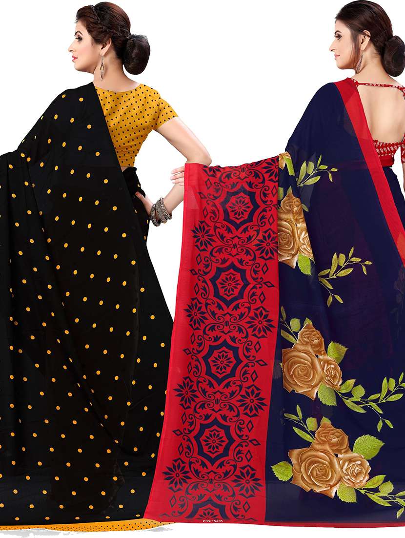 women pack of 2 casual wear combo sarees with blouse - 21477947 -  Standard Image - 1