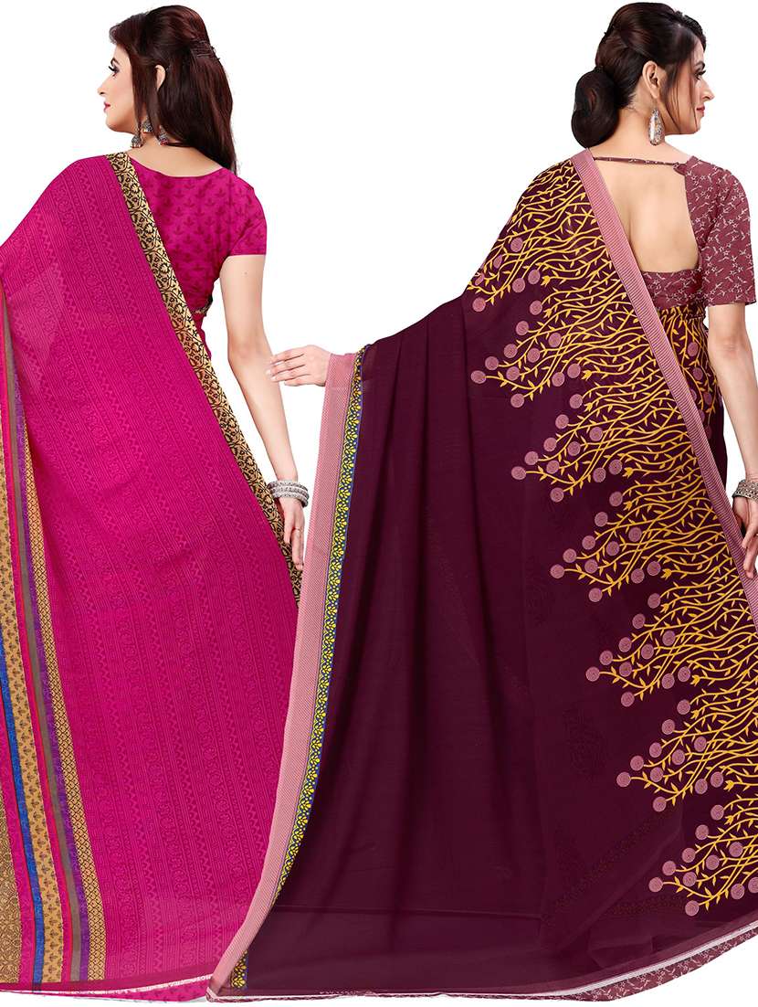 women pack of 2 casual wear combo sarees with blouse - 21477966 -  Standard Image - 1