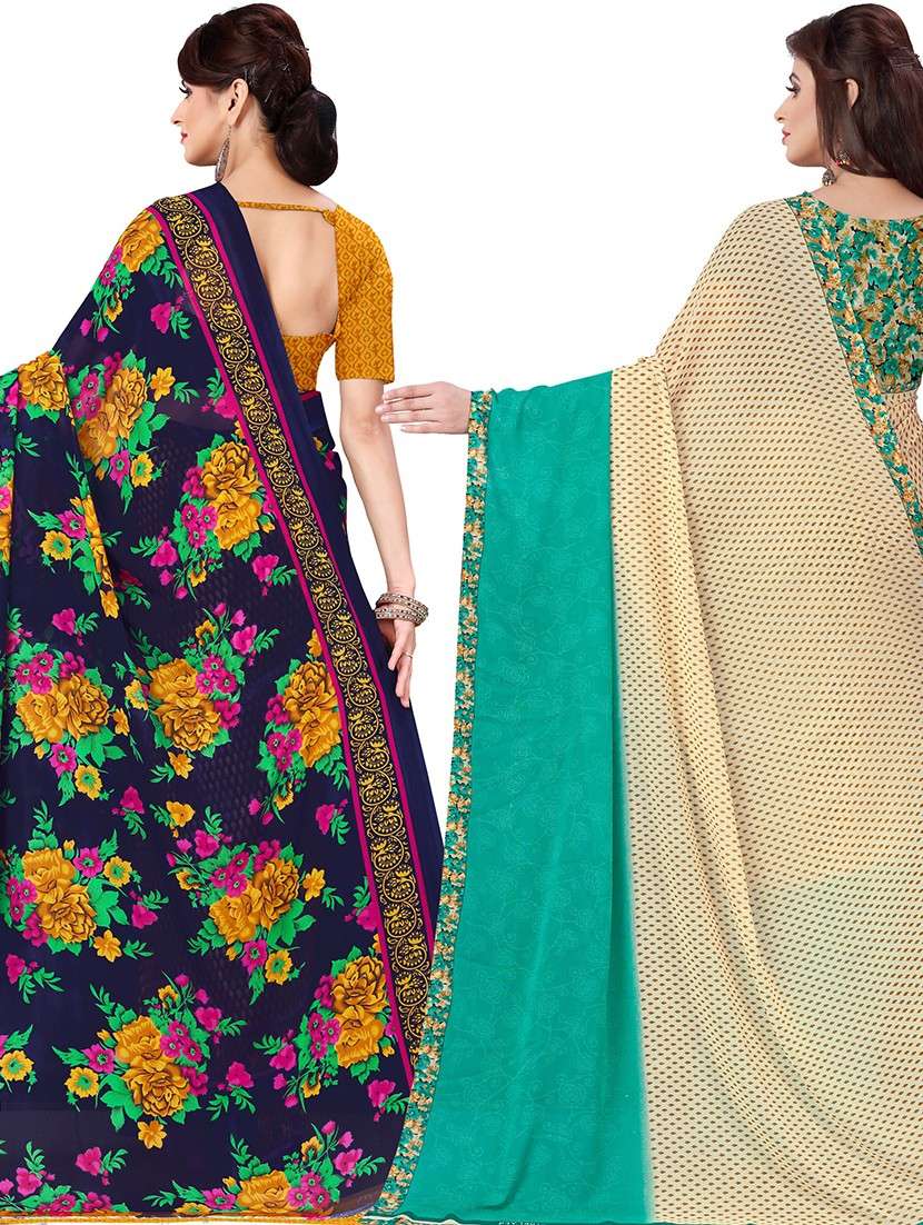 women pack of 2 casual wear combo sarees with blouse - 21477988 -  Standard Image - 1