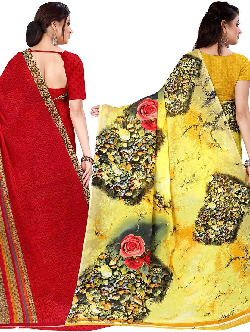 women pack of 2 casual wear combo sarees with blouse - 21478012 -  Standard Image - 1
