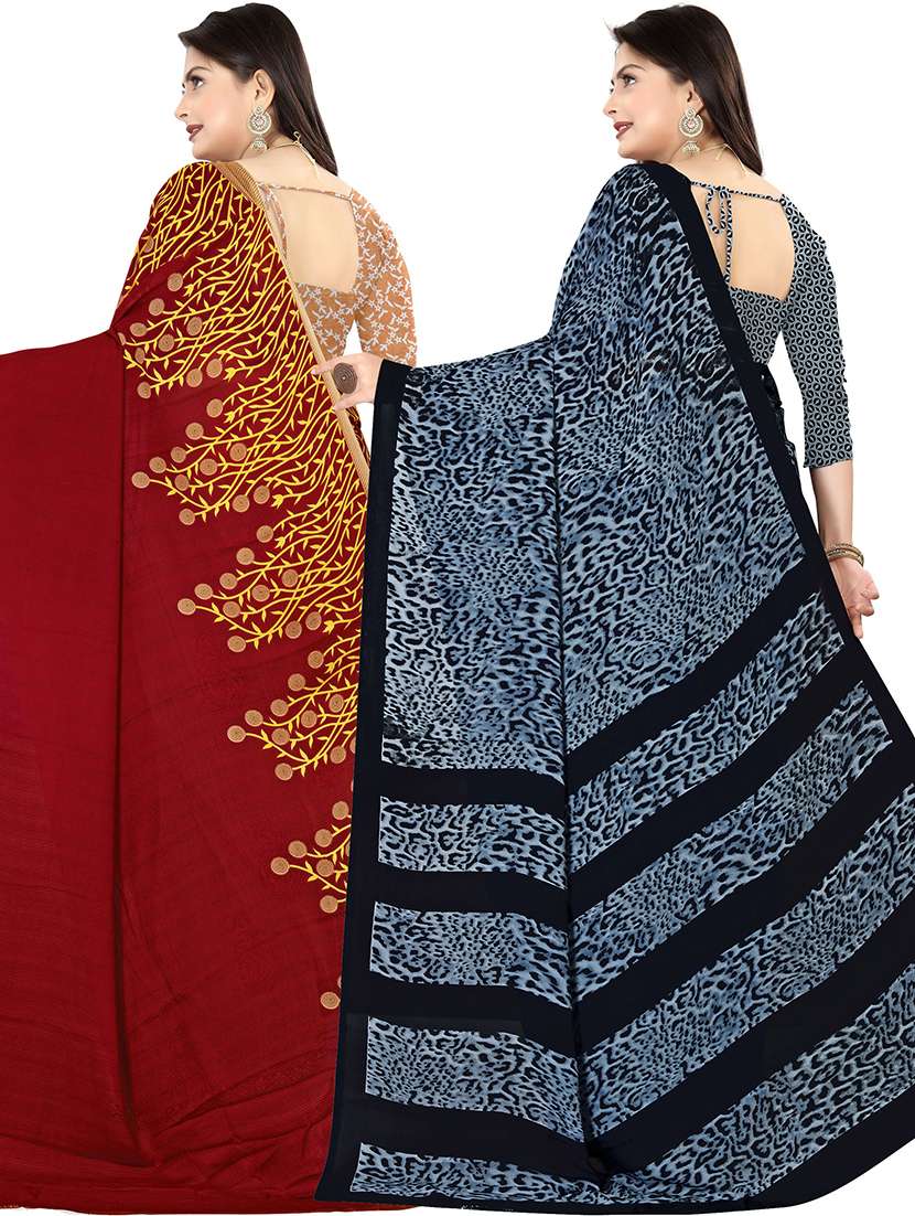 women pack of 2 casual wear combo sarees with blouse - 21478016 -  Standard Image - 1