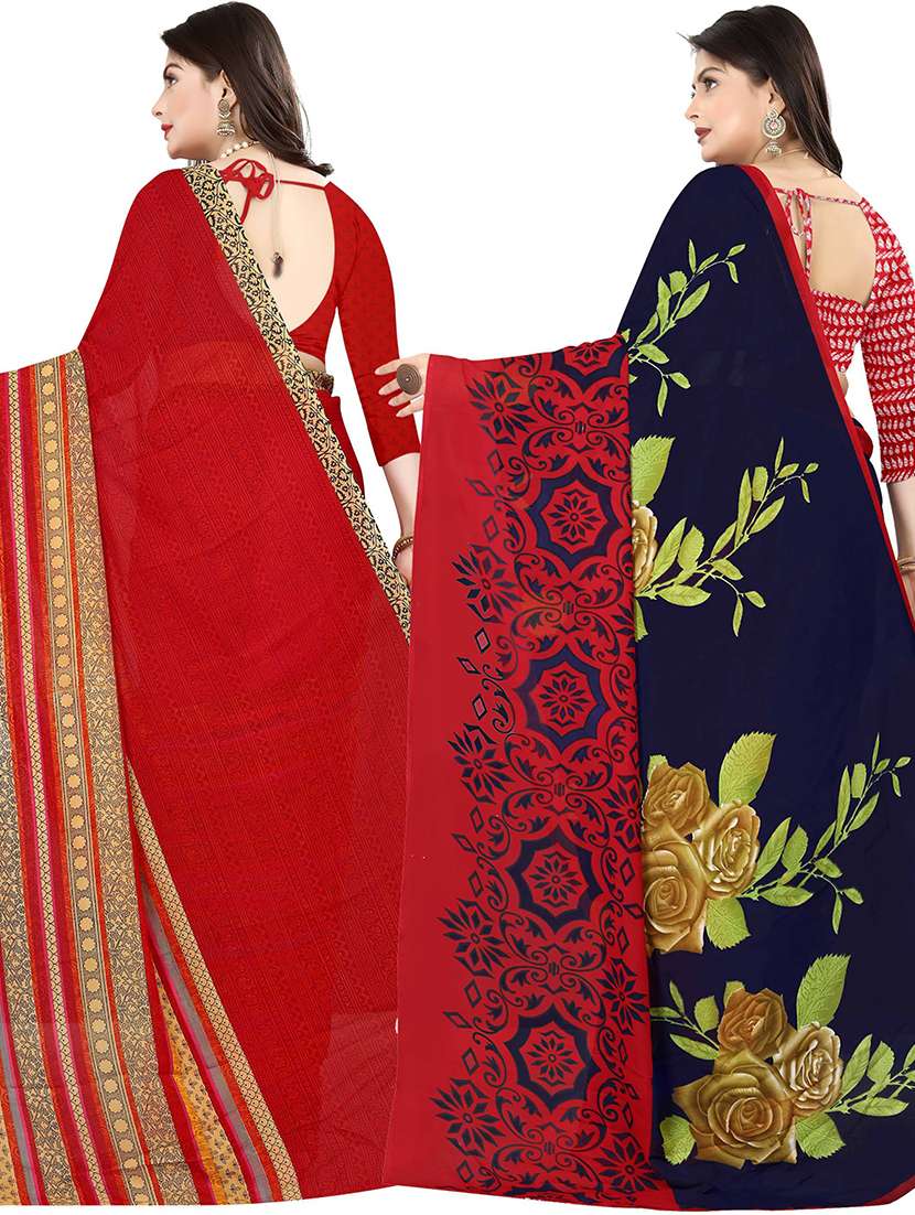 women pack of 2 casual wear combo sarees with blouse - 21478019 -  Standard Image - 1