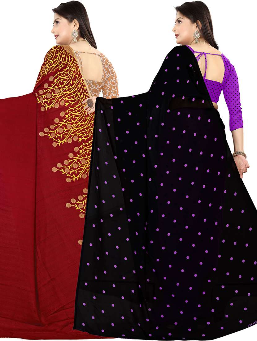 women pack of 2 casual wear combo sarees with blouse - 21478026 -  Standard Image - 1