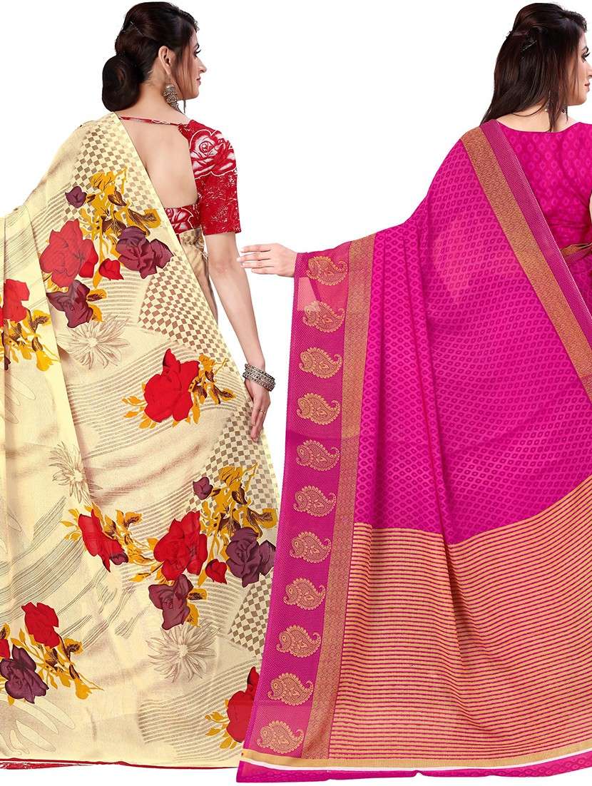 women pack of 2 casual wear combo sarees with blouse - 21478038 -  Standard Image - 1