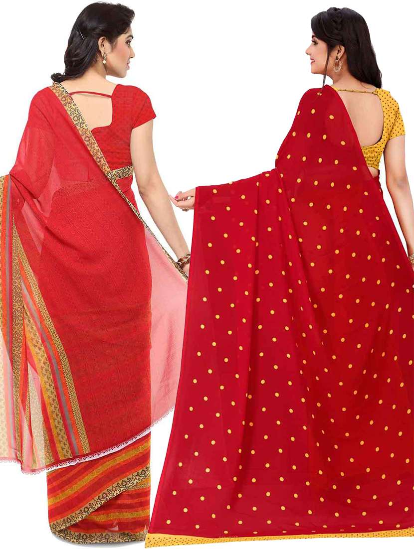 women pack of 2 casual wear combo sarees with blouse - 21478046 -  Standard Image - 1