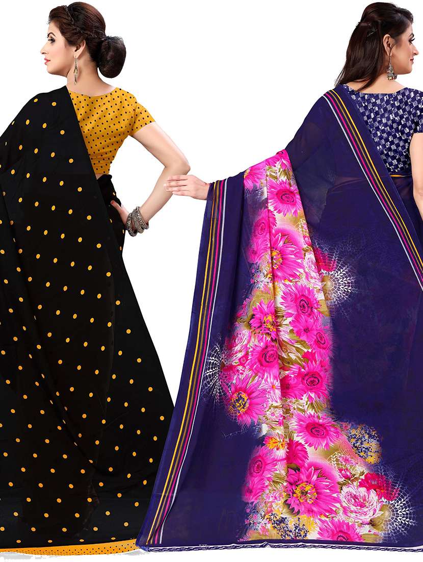 women pack of 2 casual wear combo sarees with blouse - 21478047 -  Standard Image - 1