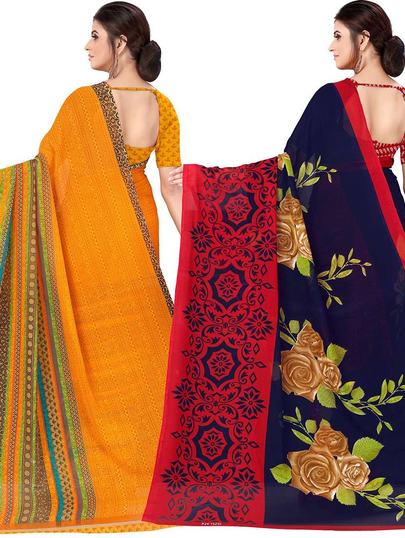 women pack of 2 casual wear combo sarees with blouse - 21478052 - Standard Image - 1