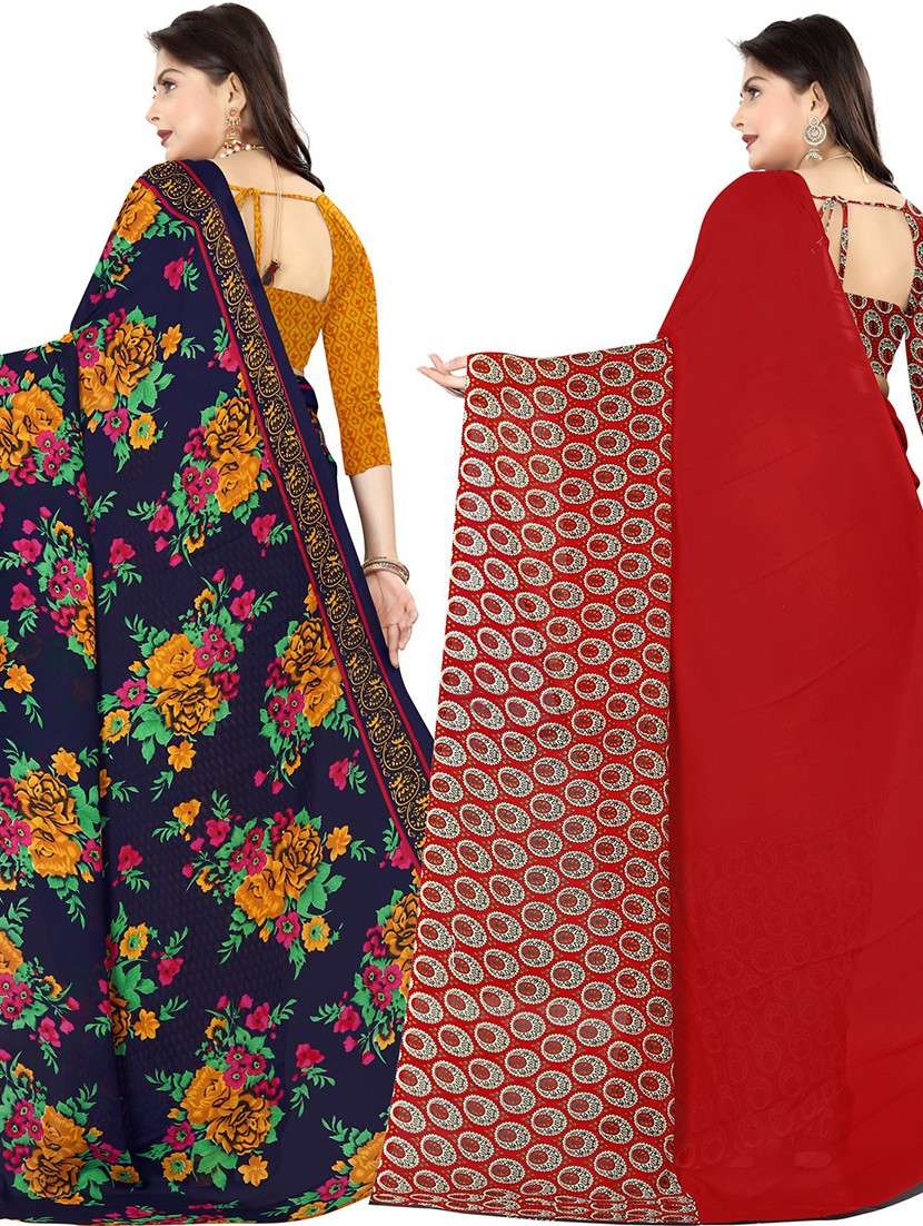 women pack of 2 casual wear combo sarees with blouse - 21478058 -  Standard Image - 1