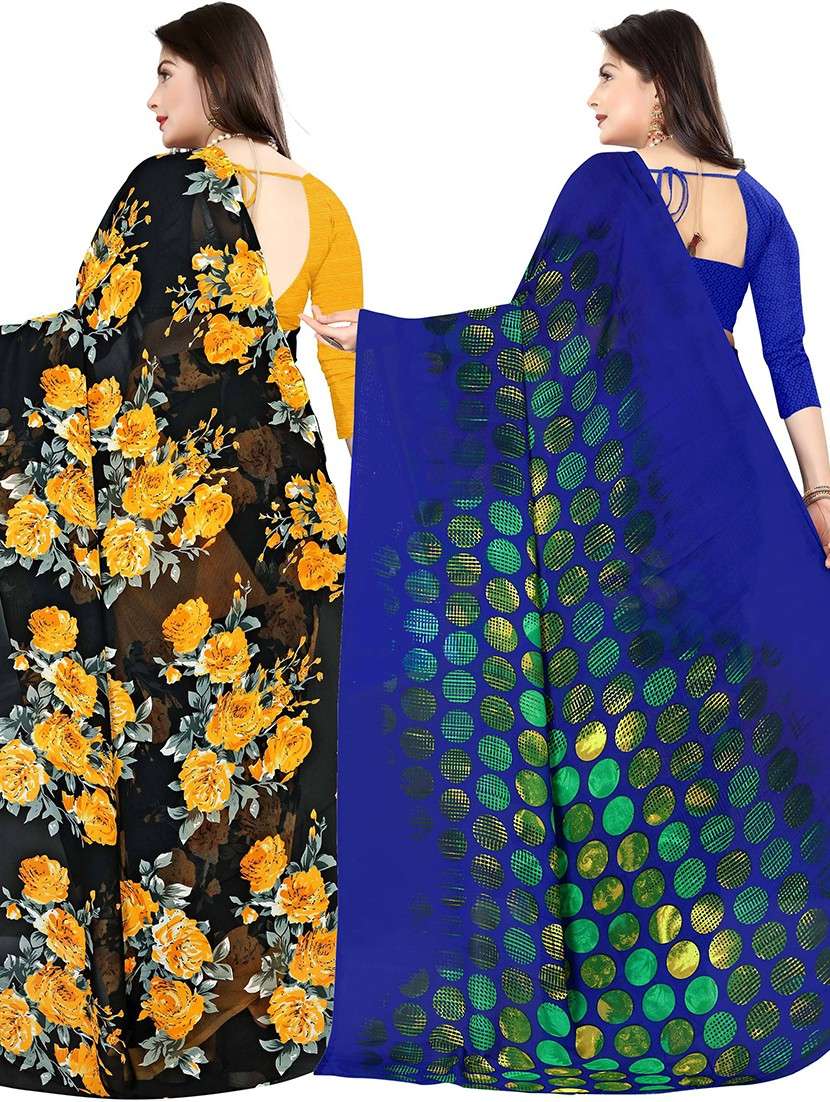 women pack of 2 casual wear combo sarees with blouse - 21478064 -  Standard Image - 1