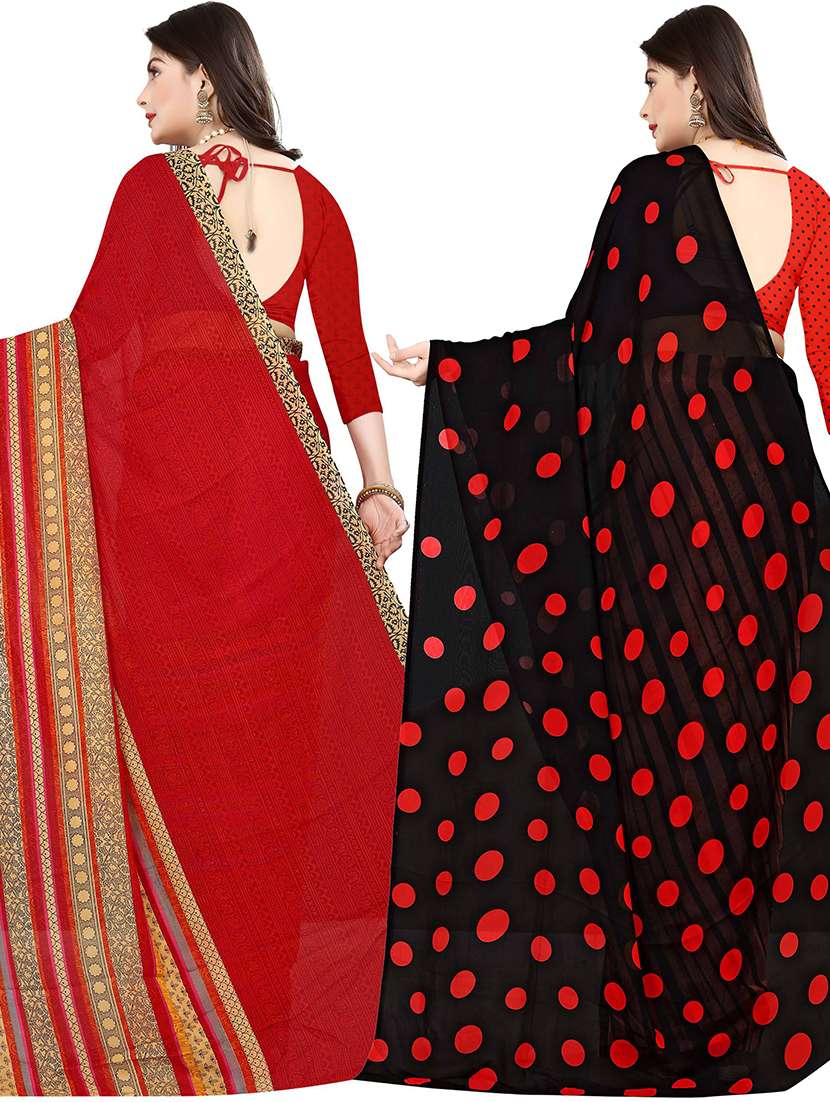 women pack of 2 casual wear combo sarees with blouse - 21478066 -  Standard Image - 1
