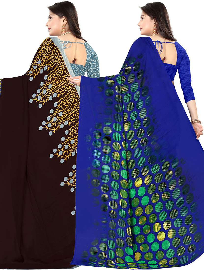 women pack of 2 casual wear combo sarees with blouse - 21478070 -  Standard Image - 1