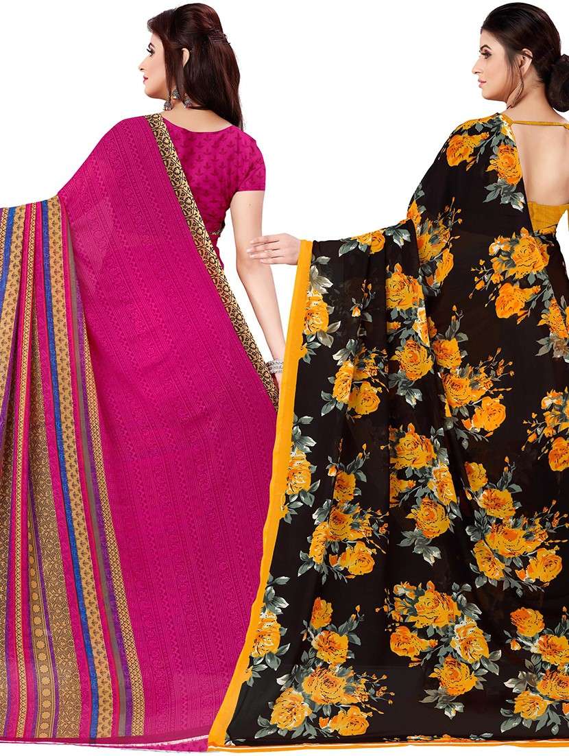 women pack of 2 casual wear combo sarees with blouse - 21478072 -  Standard Image - 1
