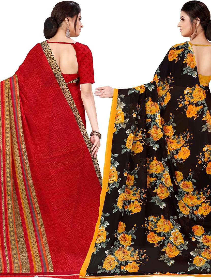 women pack of 2 casual wear combo sarees with blouse - 21478078 -  Standard Image - 1