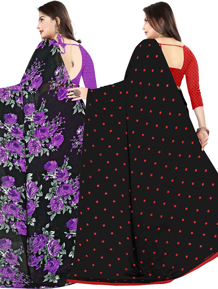 women pack of 2 casual wear combo sarees with blouse - 21478088 -  Standard Image - 1