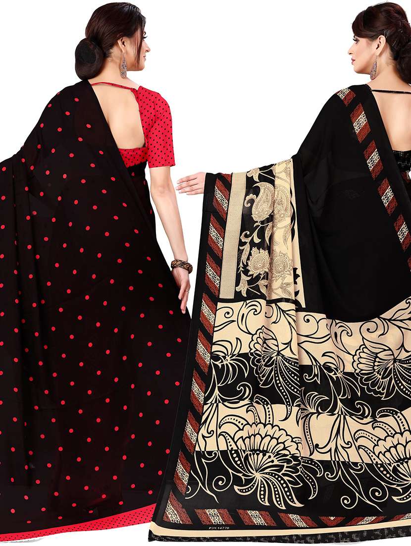 women pack of 2 casual wear combo sarees with blouse - 21478092 -  Standard Image - 1