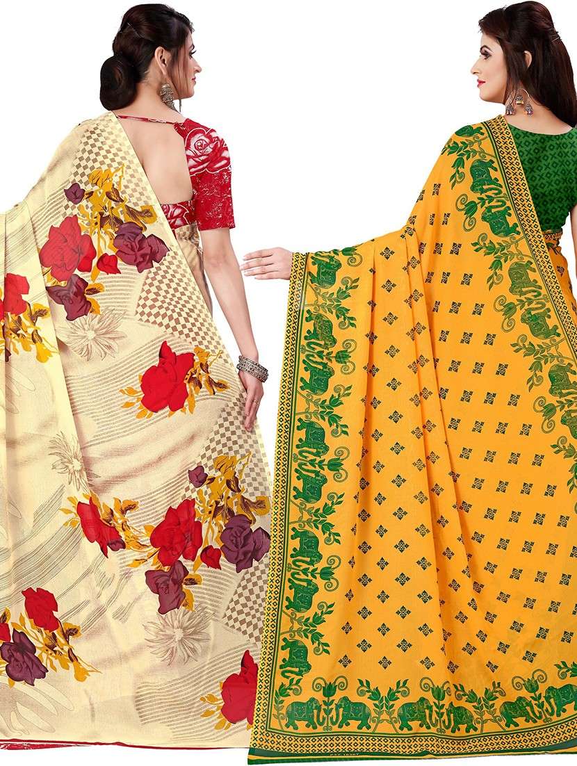 women pack of 2 casual wear combo sarees with blouse - 21478099 -  Standard Image - 1
