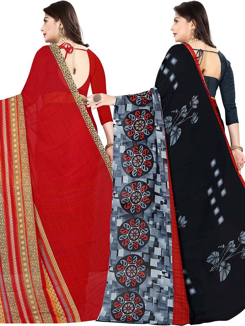 women pack of 2 casual wear combo sarees with blouse - 21478105 - Standard Image - 1
