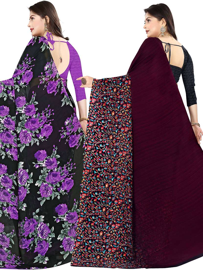 women pack of 2 casual wear combo sarees with blouse - 21478118 -  Standard Image - 1
