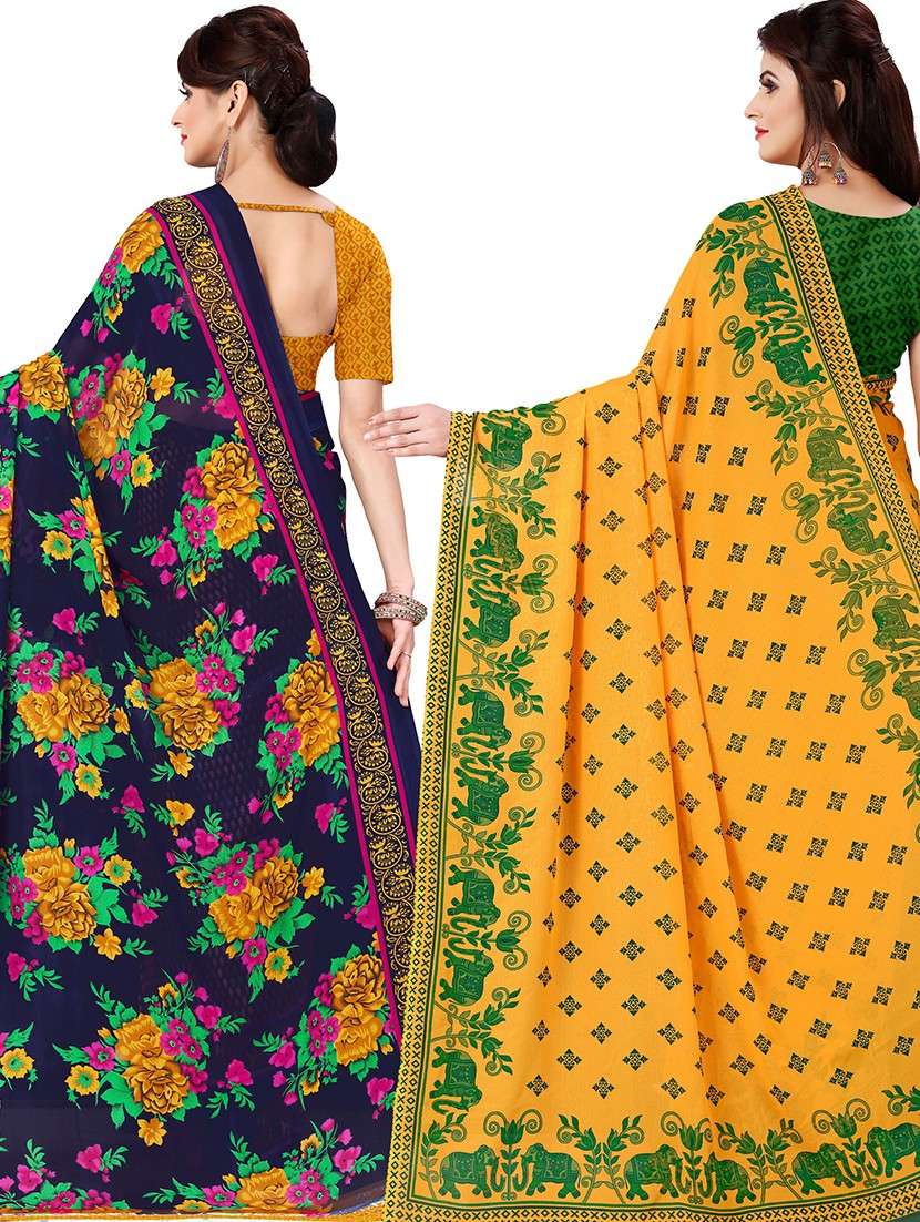women pack of 2 casual wear combo sarees with blouse - 21478121 -  Standard Image - 1