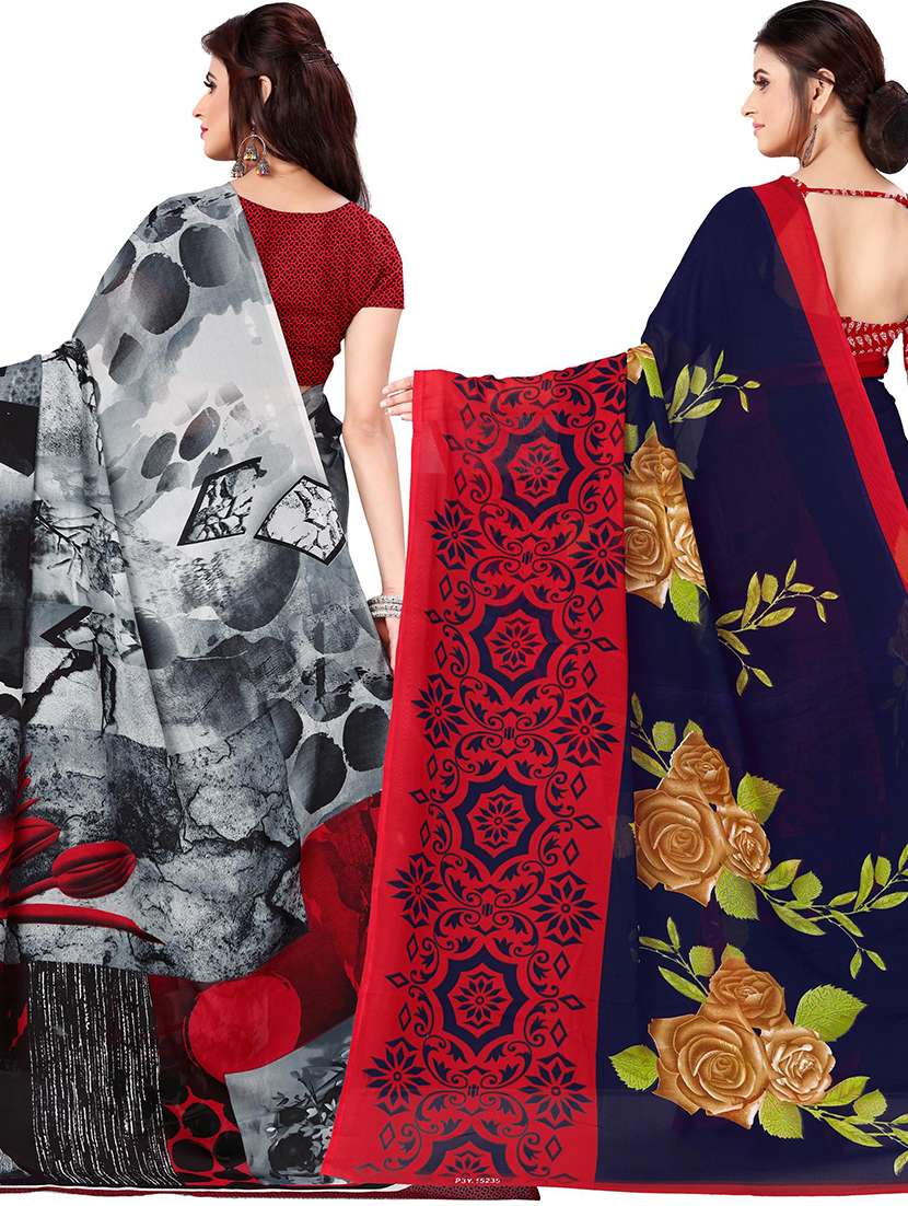 women pack of 2 casual wear combo sarees with blouse - 21478122 -  Standard Image - 1