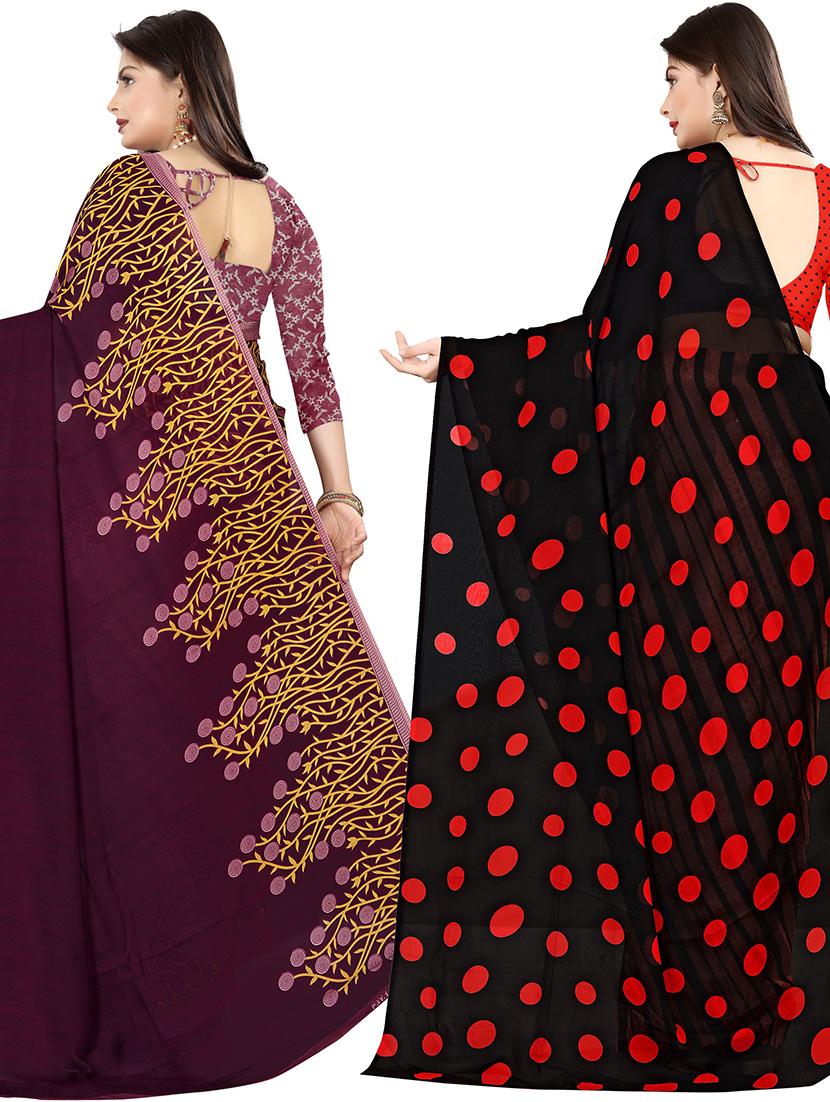 women pack of 2 casual wear combo sarees with blouse - 21478125 - Standard Image - 1