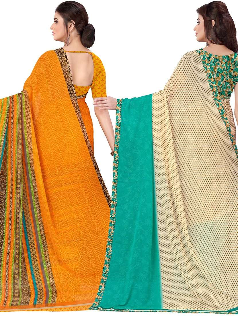 women pack of 2 casual wear combo sarees with blouse - 21478128 -  Standard Image - 1