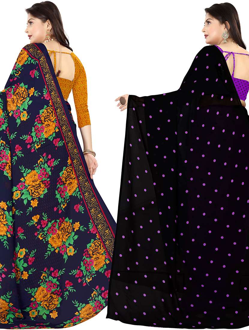 women pack of 2 casual wear combo sarees with blouse - 21478131 -  Standard Image - 1