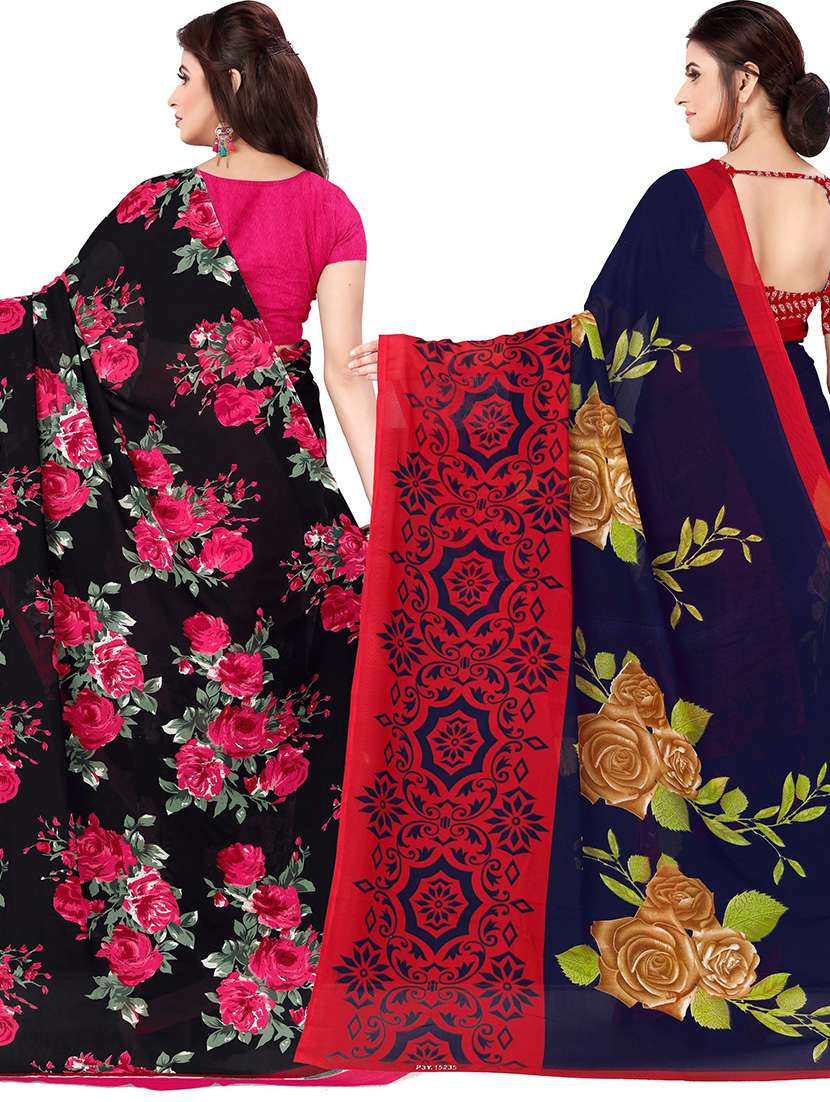 women pack of 2 casual wear combo sarees with blouse - 21478146 -  Standard Image - 1