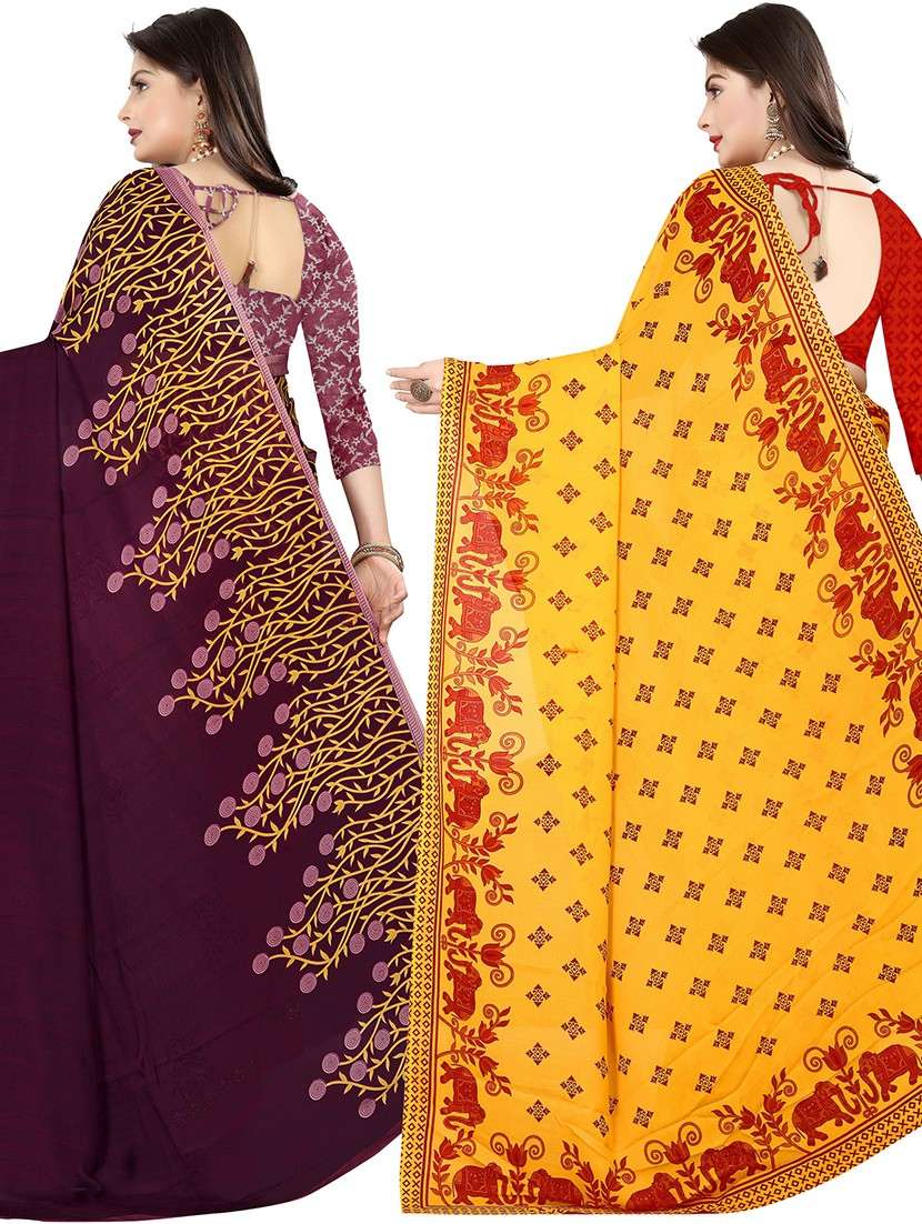 women pack of 2 casual wear combo sarees with blouse - 21478150 -  Standard Image - 1