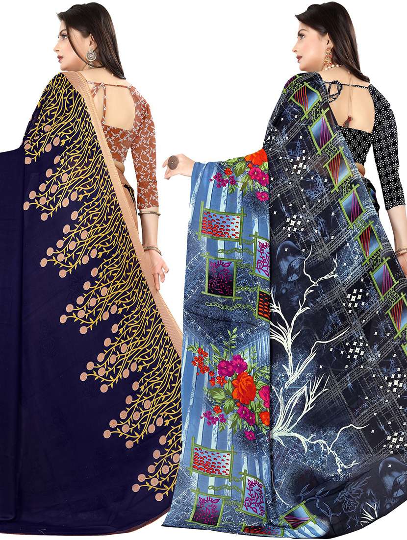 multi colored georgette combo saree with blouse - 21478157 -  Standard Image - 1
