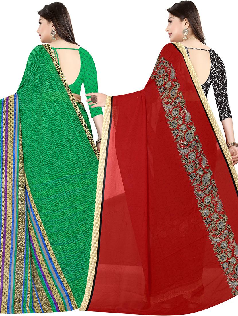women pack of 2 casual wear sarees with blouse - 21478161 - Standard Image - 1