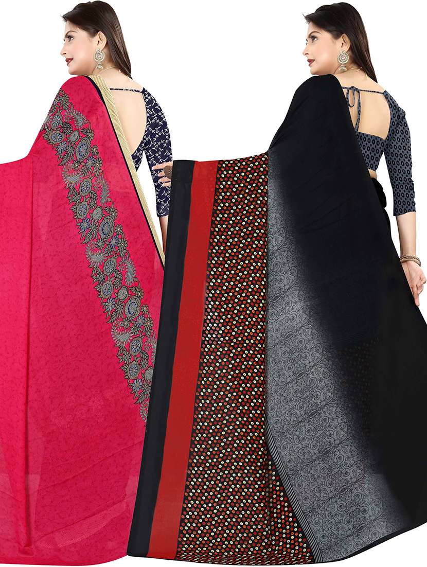 women pack of 2 casual wear combo sarees with blouse - 21478203 -  Standard Image - 1