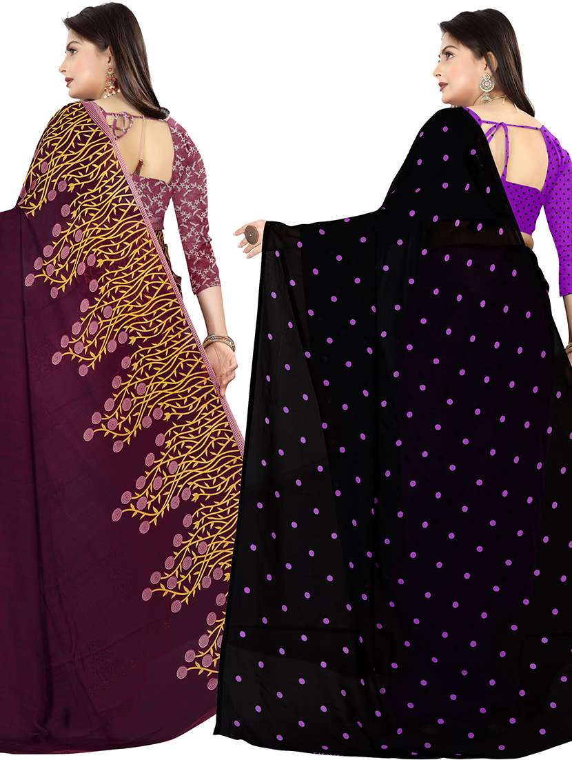 women pack of 2 casual wear combo sarees with blouse - 21478211 -  Standard Image - 1