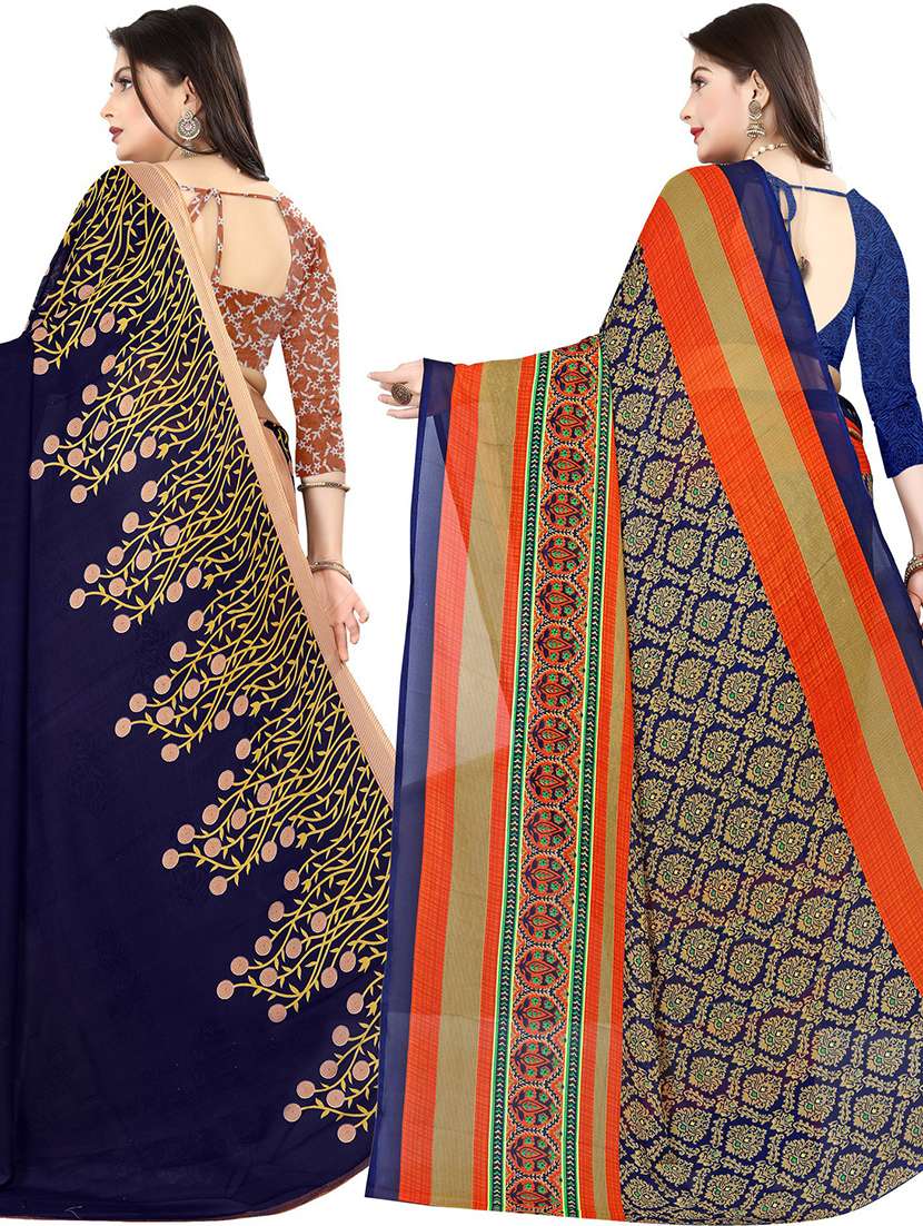 women pack of 2 casual wear combo sarees with blouse - 21478218 -  Standard Image - 1