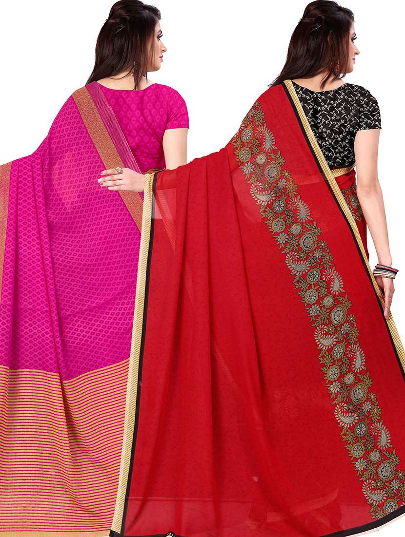 women pack of 2 casual wear combo sarees with blouse - 21478237 -  Standard Image - 1