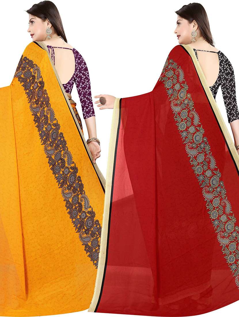 women pack of 2 casual wear combo sarees with blouse - 21478242 -  Standard Image - 1