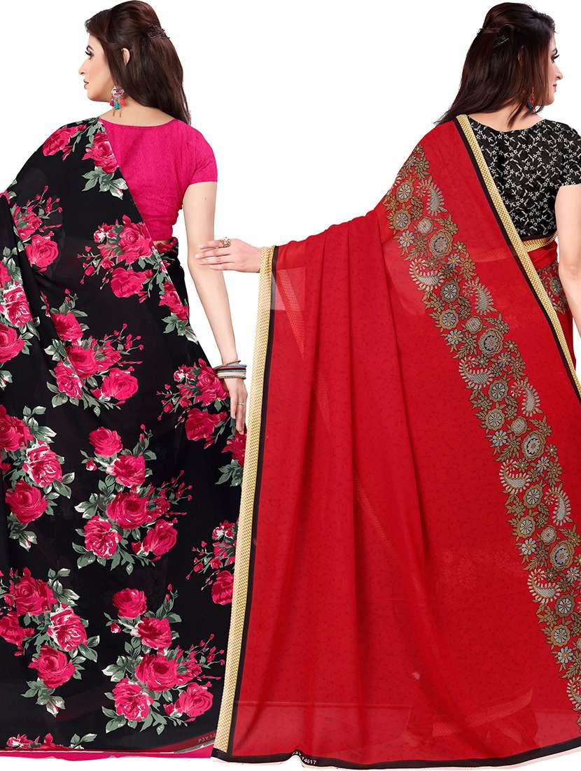 women pack of 2 casual wear combo sarees with blouse - 21478257 -  Standard Image - 1