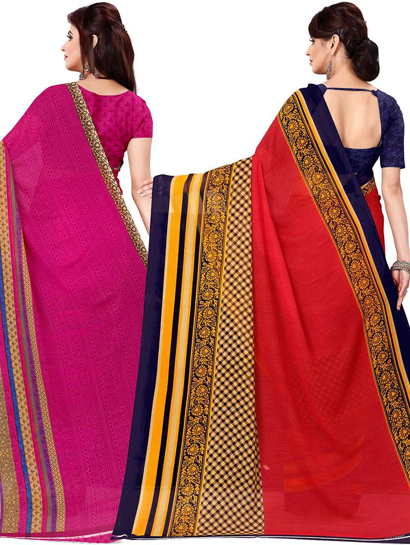 women pack of 2 casual wear combo sarees with blouse - 21478303 -  Standard Image - 1