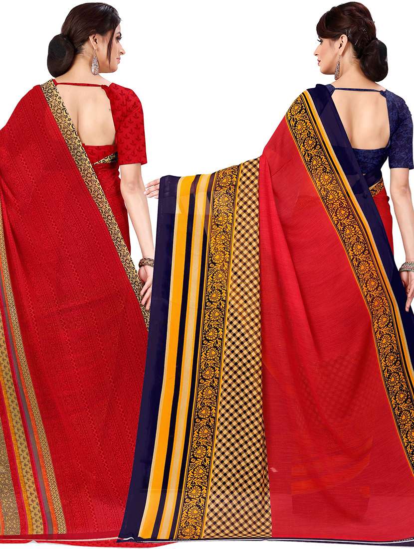 women pack of 2 printed casual wear saree with blouse - 21478375 -  Standard Image - 1