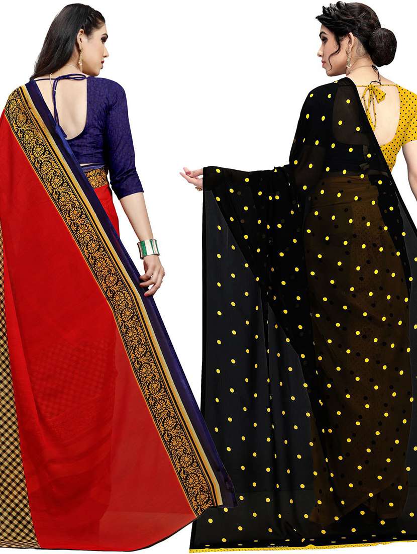 women pack of 2 casual wear combo sarees with blouse - 21478400 -  Standard Image - 1