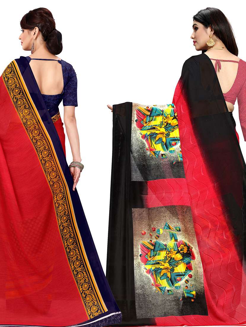 women pack of 2 printed casual wear saree with blouse - 21478416 -  Standard Image - 1