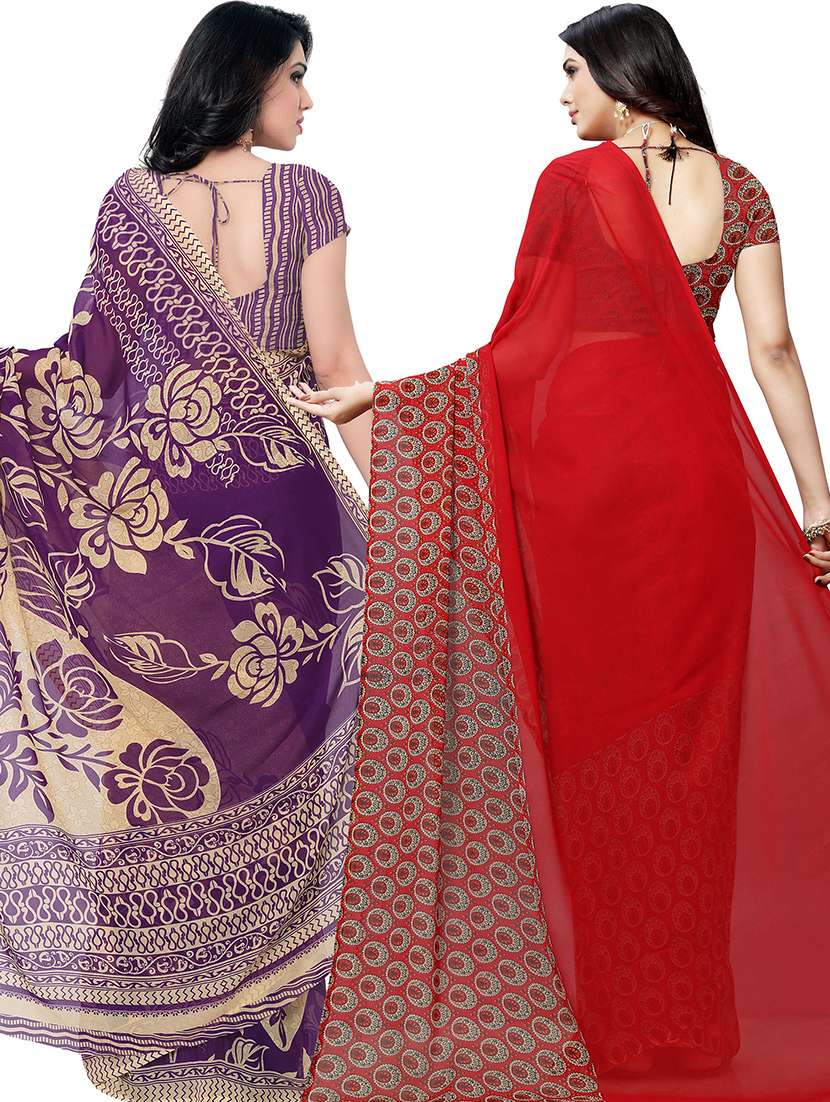 women pack of 2 casual wear combo sarees with blouse - 21478516 - Standard Image - 1